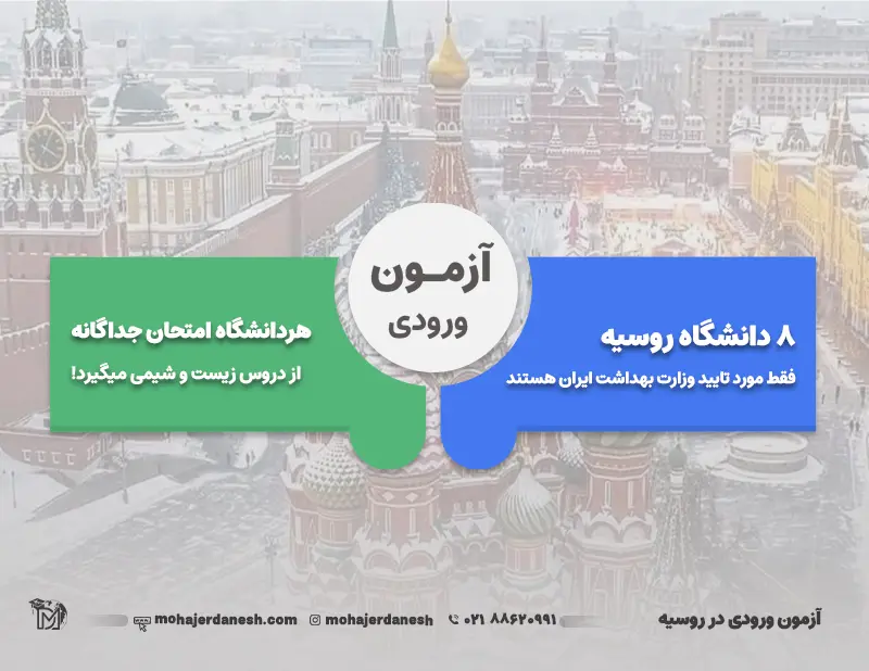 اینفوگرافی آزمون های ورودی دانشگاه های روسیه